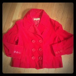 Jones New York Red corduroy like crop blazer
